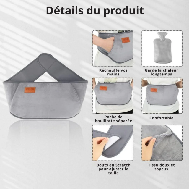 Bouillotte ceinture eau chaude 2 en 1