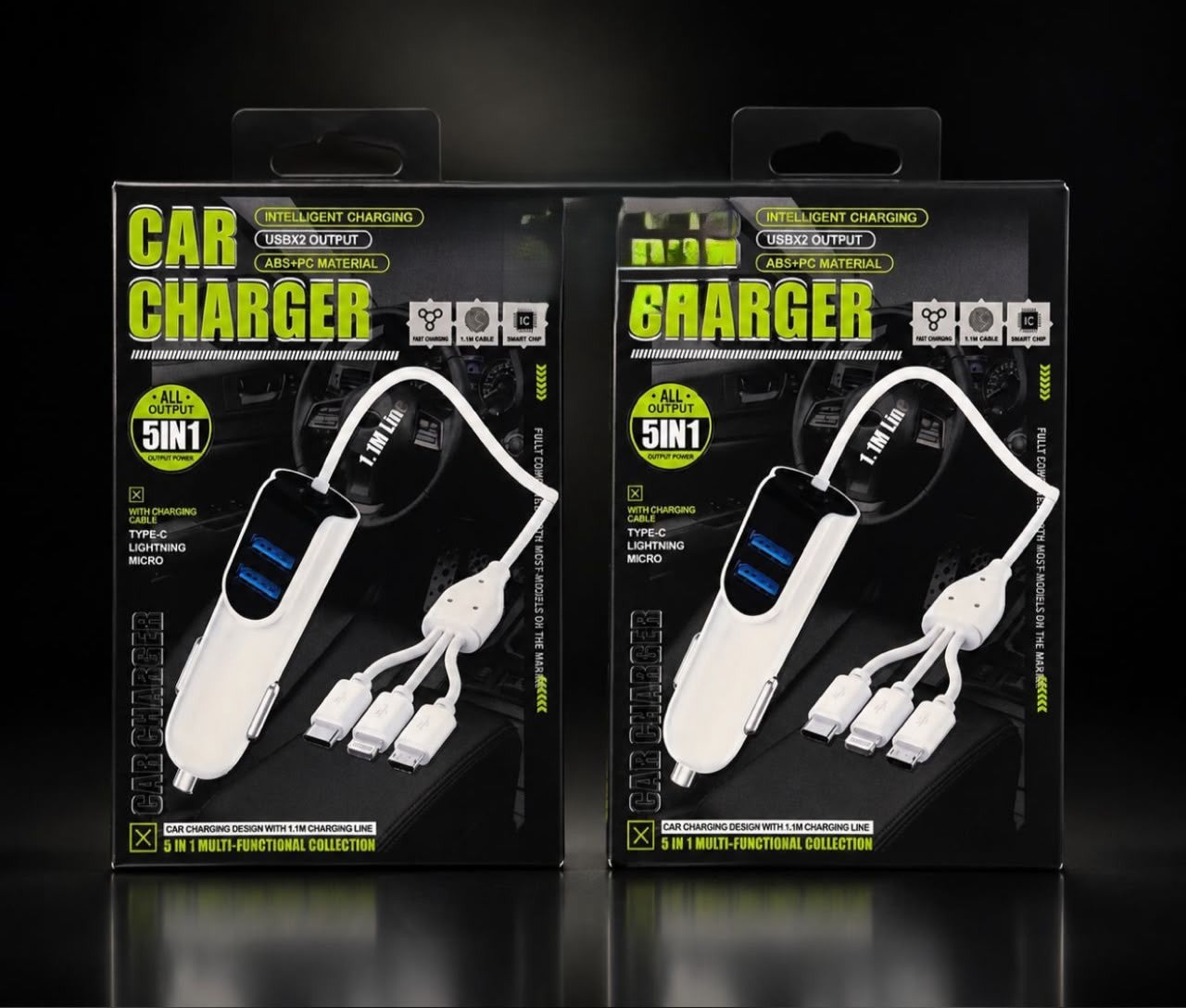Adaptateur Allume-Cigare Charge Rapide avec Câble de Charge Intégré
