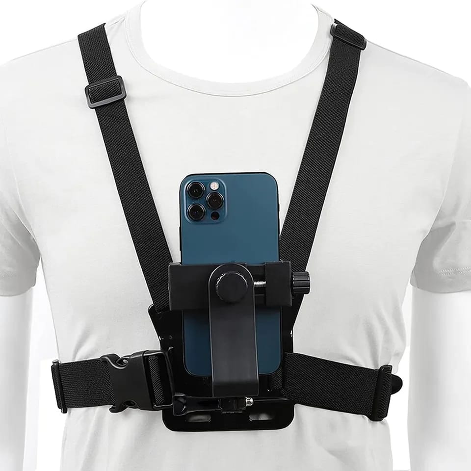 Support de téléphone pour poitrine 6 en 1 compatible GoPro – Harnais de poitrine pour smartphone, vélo, moto et randonnée