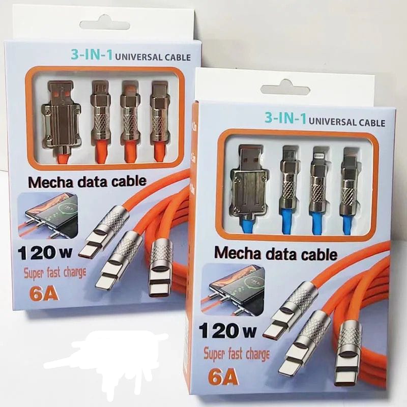 Câble USB 3 en 1 Charge Rapide – Design Angle Droit Premium | Résistant & Universel