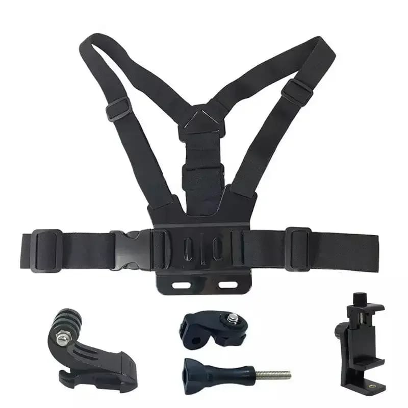 Support de téléphone pour poitrine 6 en 1 compatible GoPro – Harnais de poitrine pour smartphone, vélo, moto et randonnée