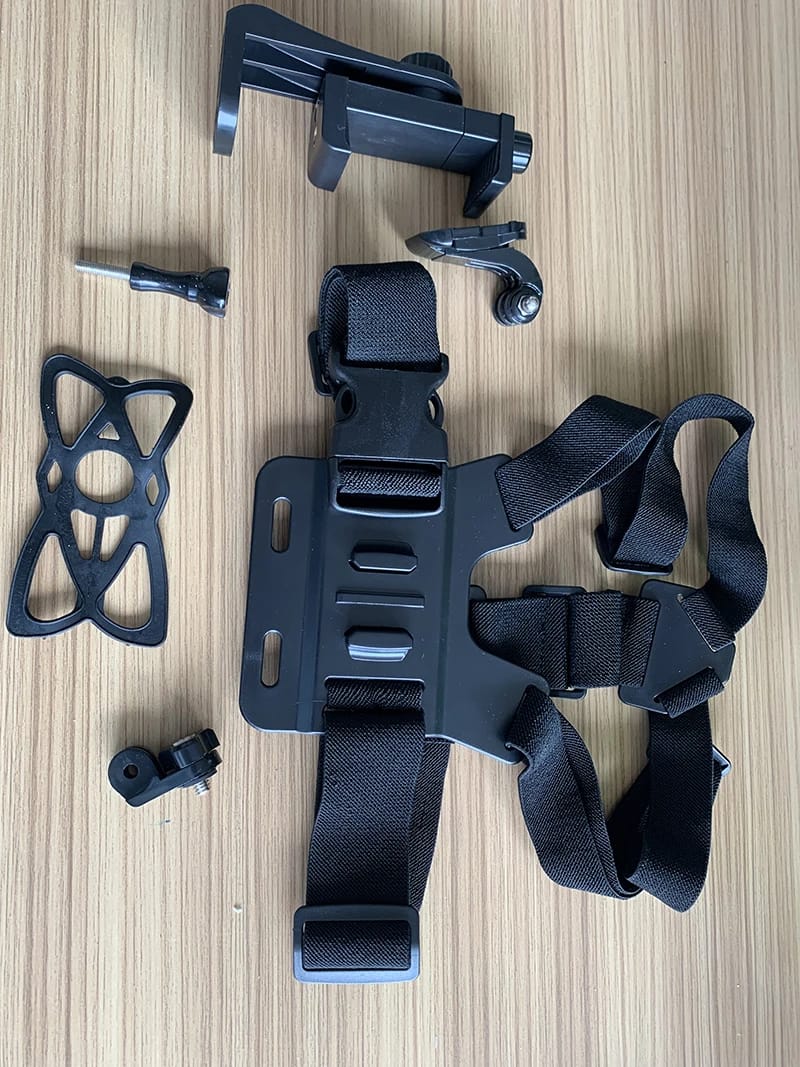 Support de téléphone pour poitrine 6 en 1 compatible GoPro – Harnais de poitrine pour smartphone, vélo, moto et randonnée