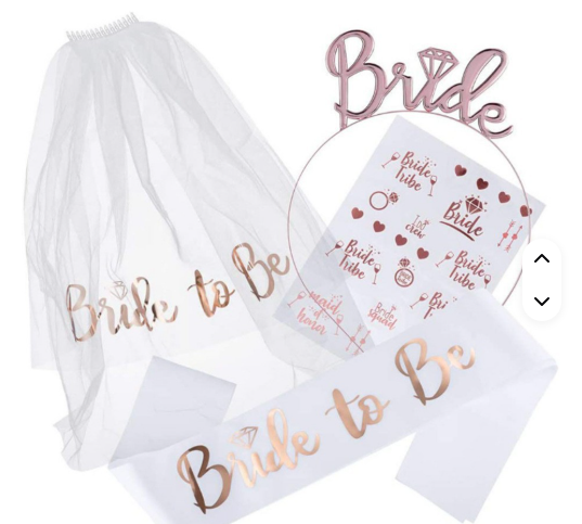 Écharpe « Bride to Be » pour enterrement de vie de jeune fille, diadème, tatouage d'enterrement de vie de jeune fille, voile